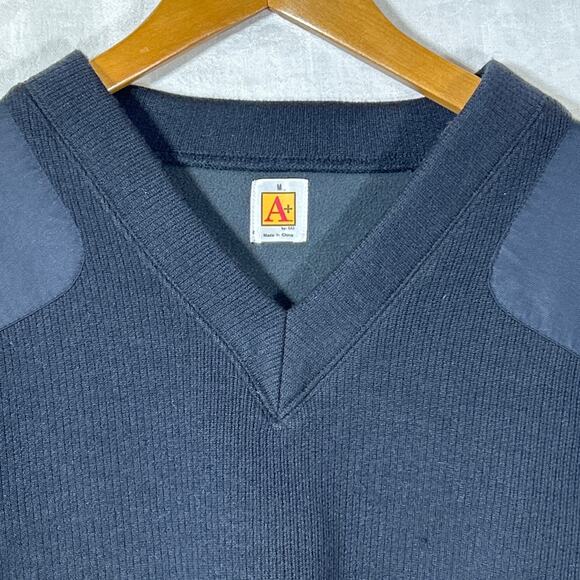 A+ by SAI Sweater Medium Black Hunting Padded Shoulders Elbows Ribbed Commando - Picture 7 of 14